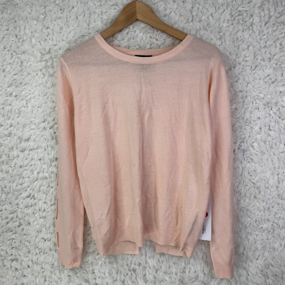 Lumiere‎ Peach Crew Neck Long Sleeve Cutout Back Sweater Size S
